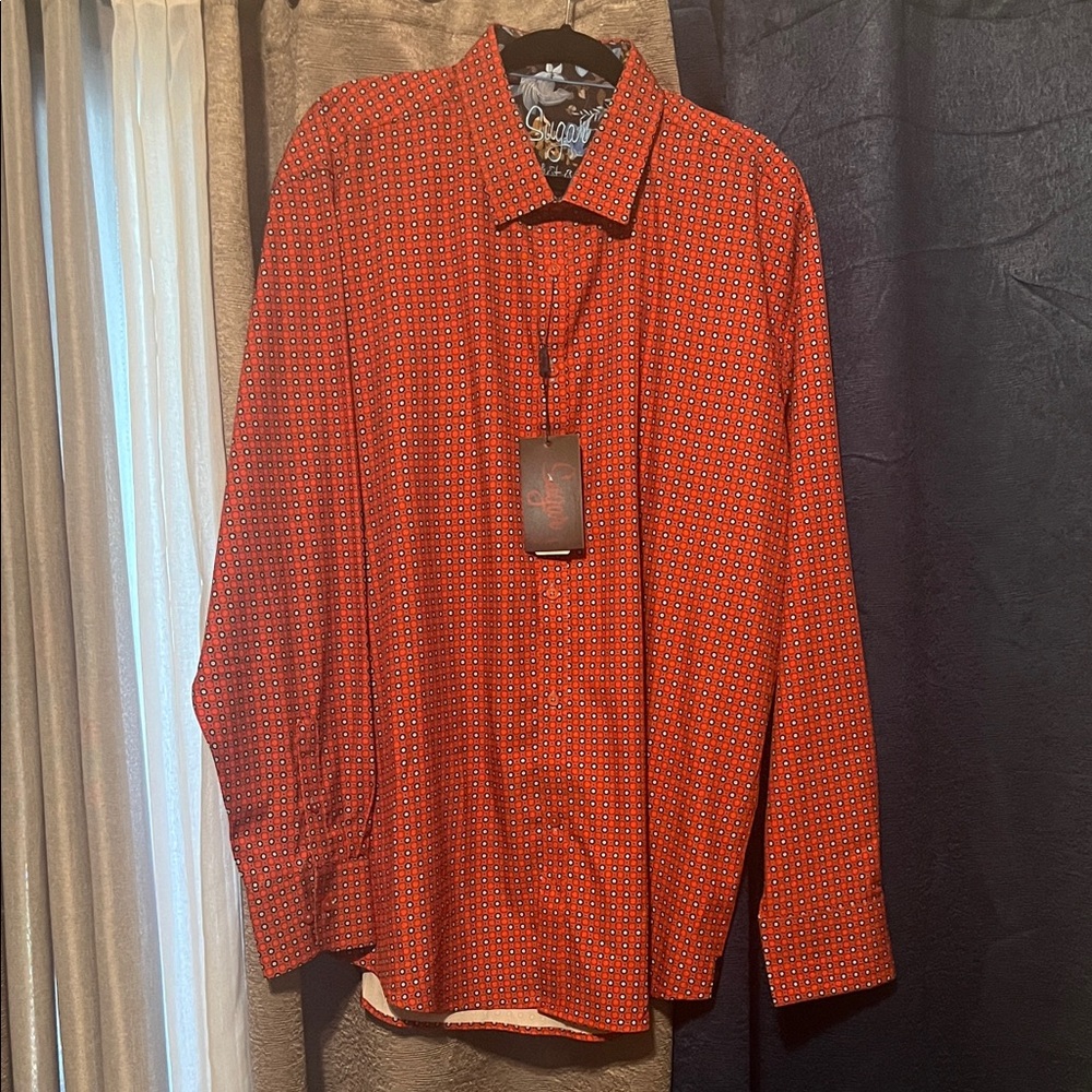 Sugar Men's Red Geometric Casual Shirt